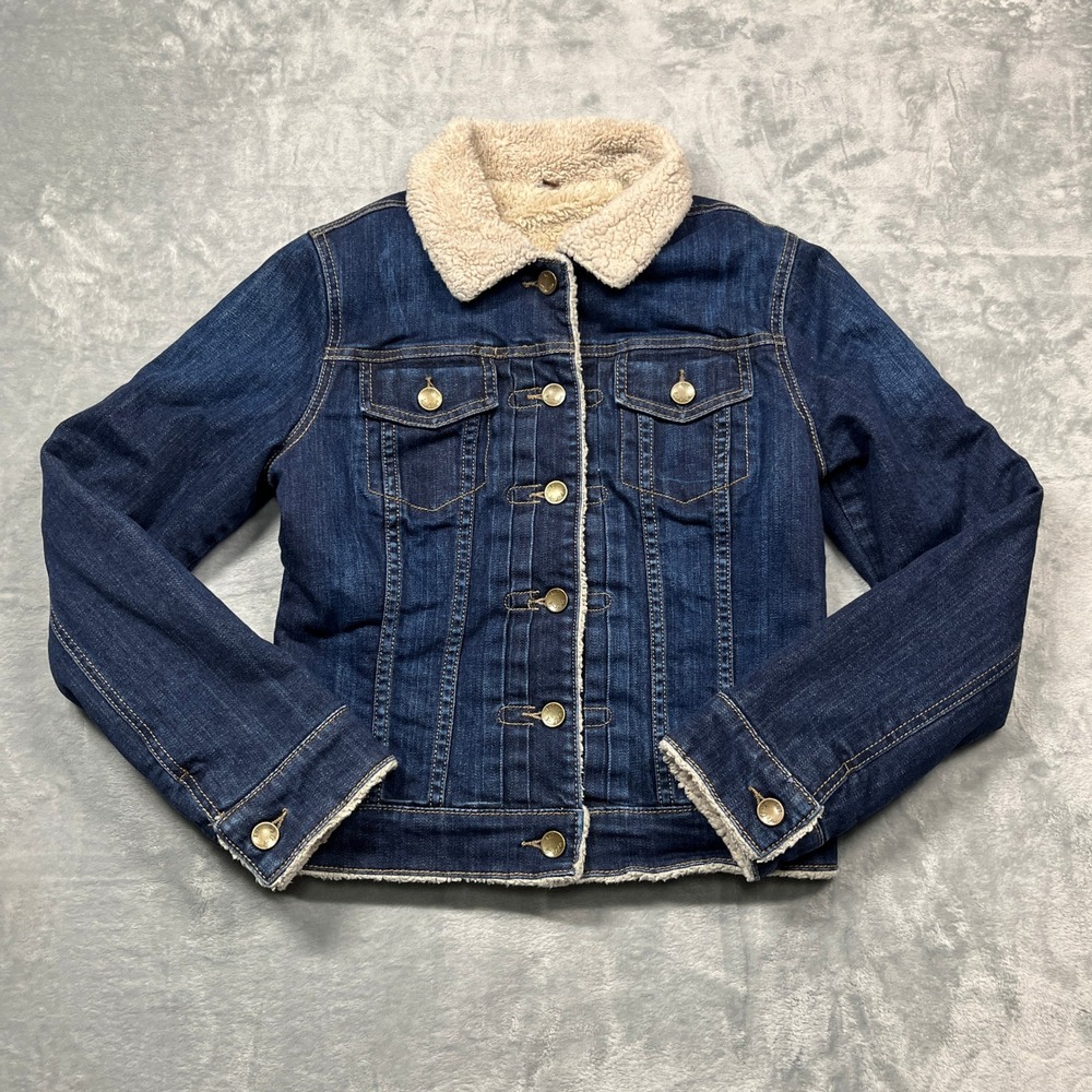 Kut from the Kloth Denim‎ Jacket Womens S Blue Sherpa Lined Trucker